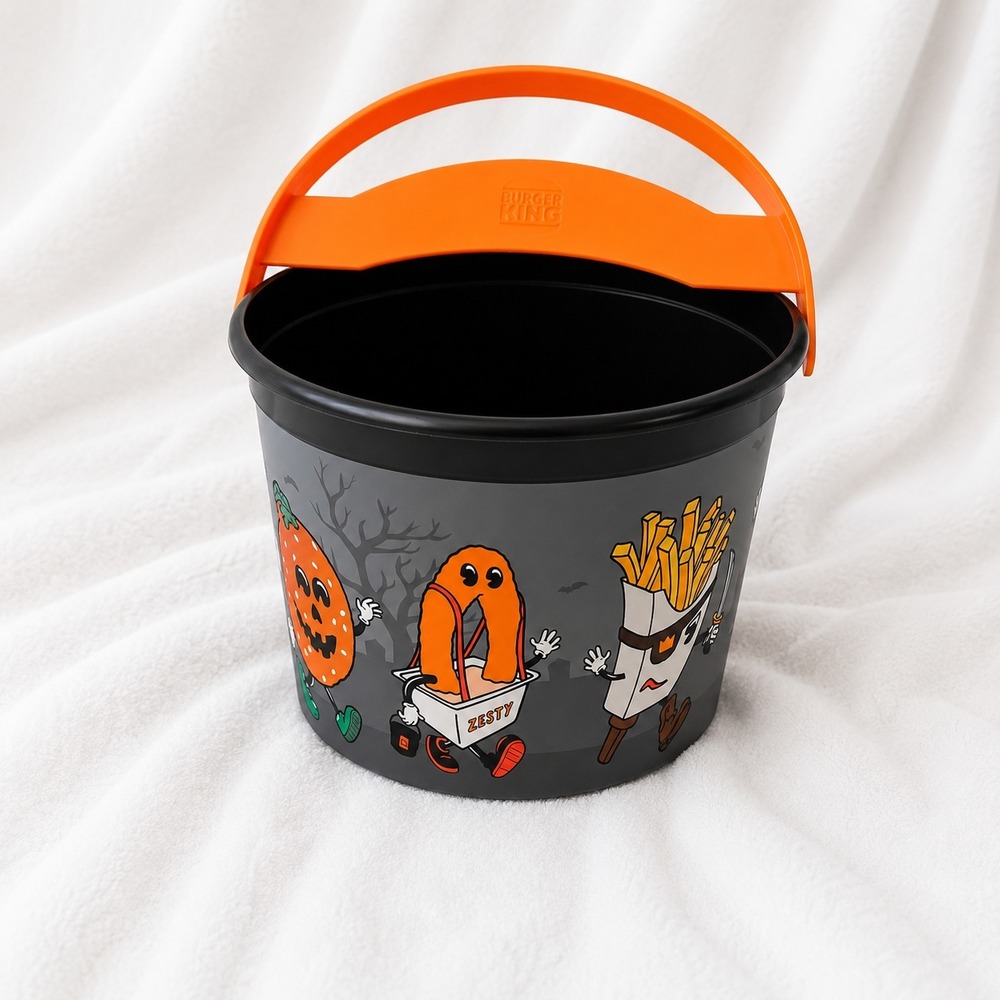 Burger King Halloween Bucket‎ Trick or Treat Candy Pail Kids Orange Black 2025